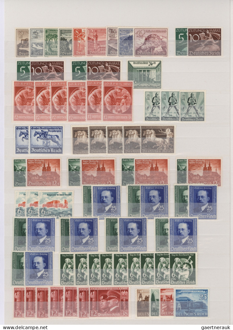 Deutsches Reich - 3. Reich: 1933/1945, Sauberer Postfrischer Bestand Mit Meist M - Unused Stamps