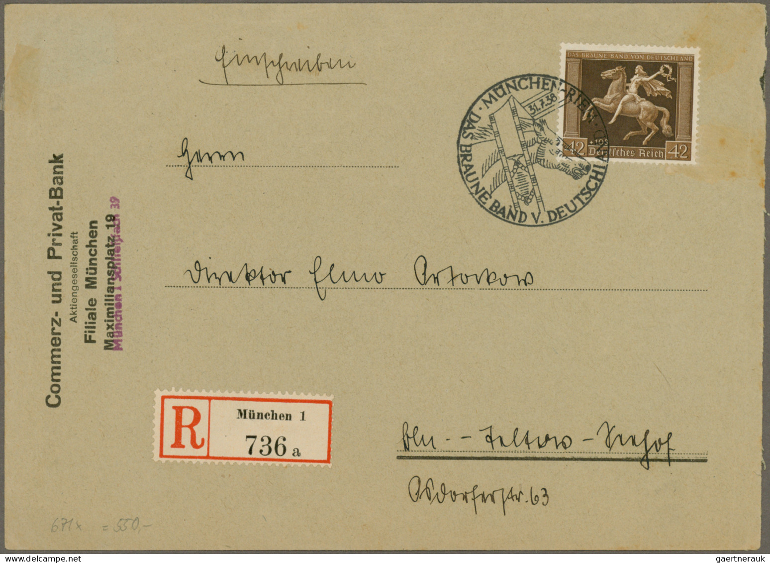 Deutsches Reich - 3. Reich: 1936/1944, BRAUNES BAND, Dublettenposten Mit 14x Blo - Brieven En Documenten