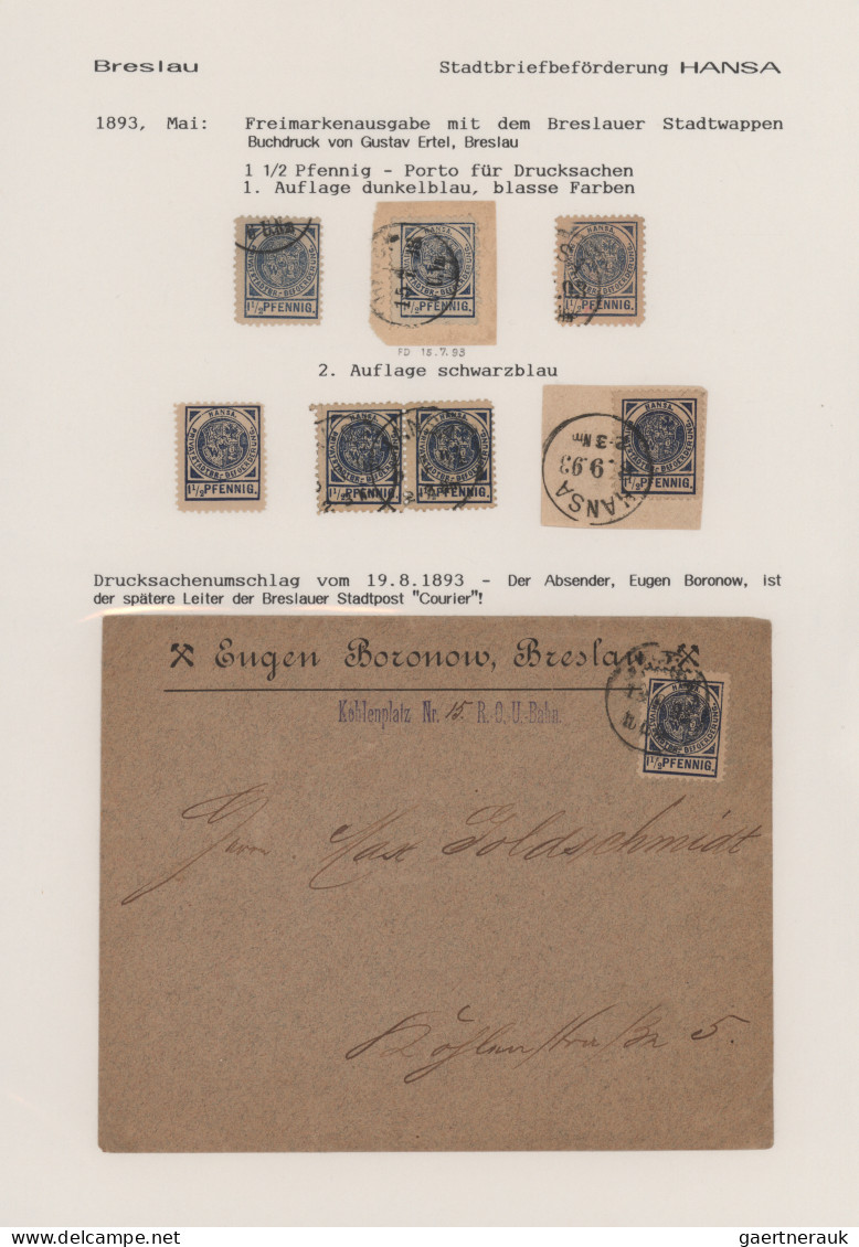 Deutsches Reich - Privatpost (Stadtpost): 1867/1906, BRESLAU, saubere sehr umfan