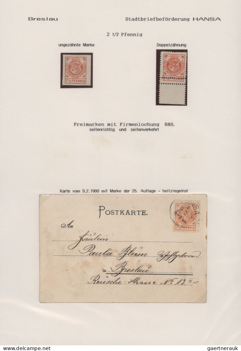 Deutsches Reich - Privatpost (Stadtpost): 1867/1906, BRESLAU, saubere sehr umfan