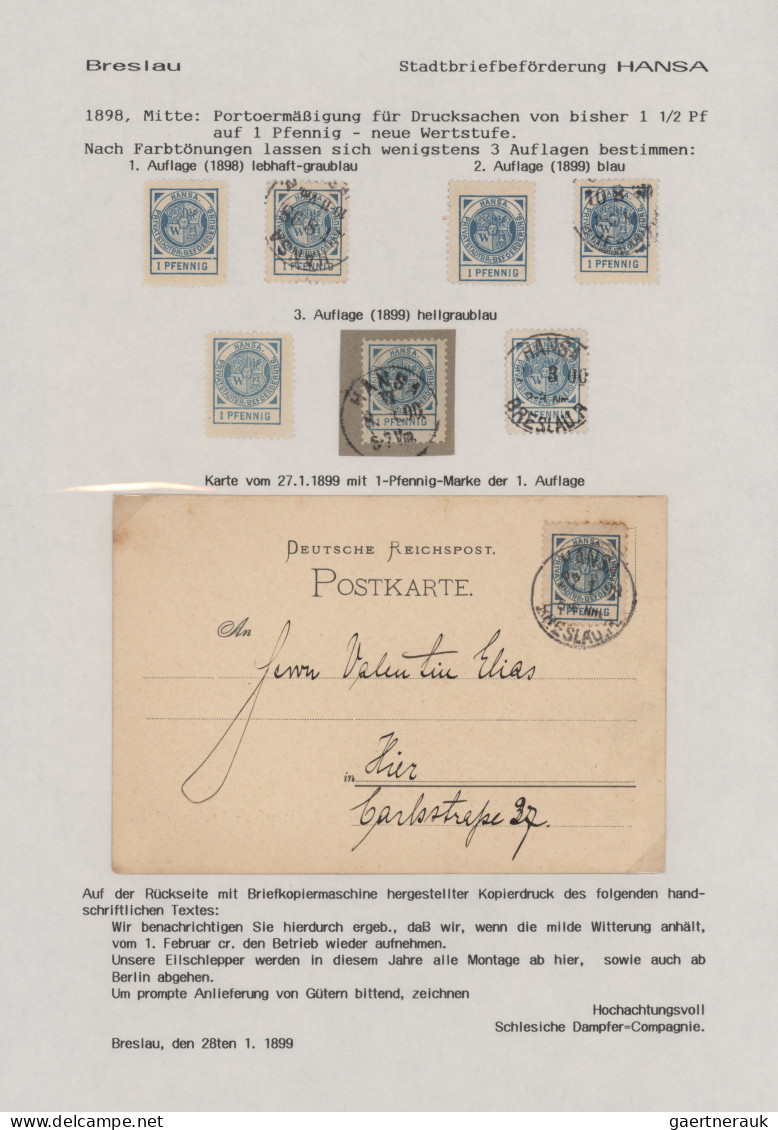 Deutsches Reich - Privatpost (Stadtpost): 1867/1906, BRESLAU, saubere sehr umfan