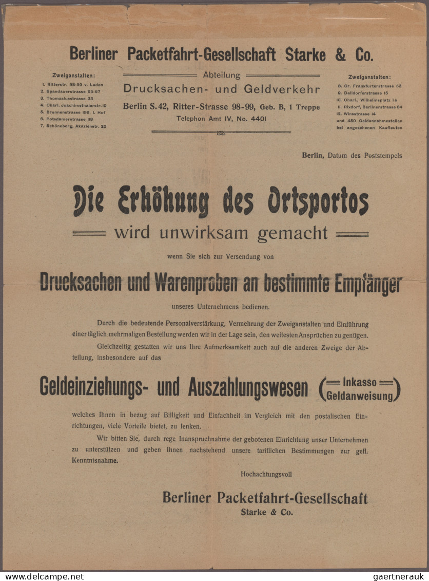 Deutsches Reich - Privatpost (Stadtpost): 1884/1929 "Berliner Paketfahrt": Umfan