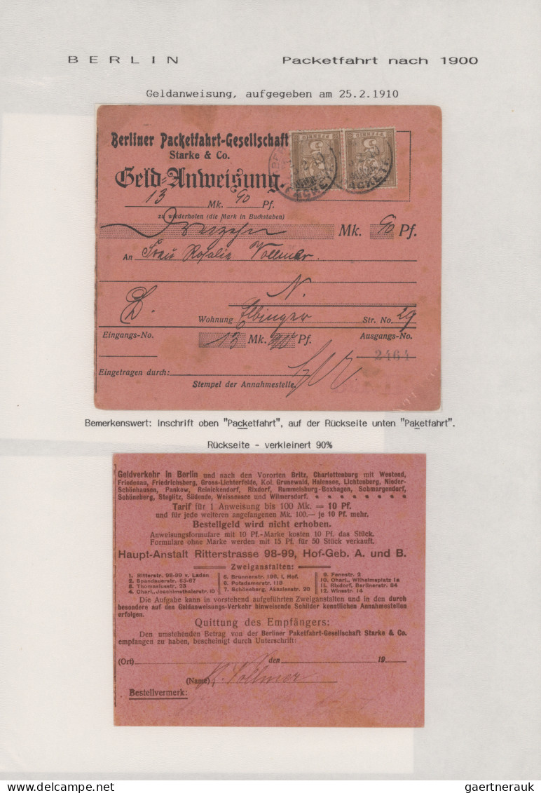 Deutsches Reich - Privatpost (Stadtpost): 1884/1929 "Berliner Paketfahrt": Umfan