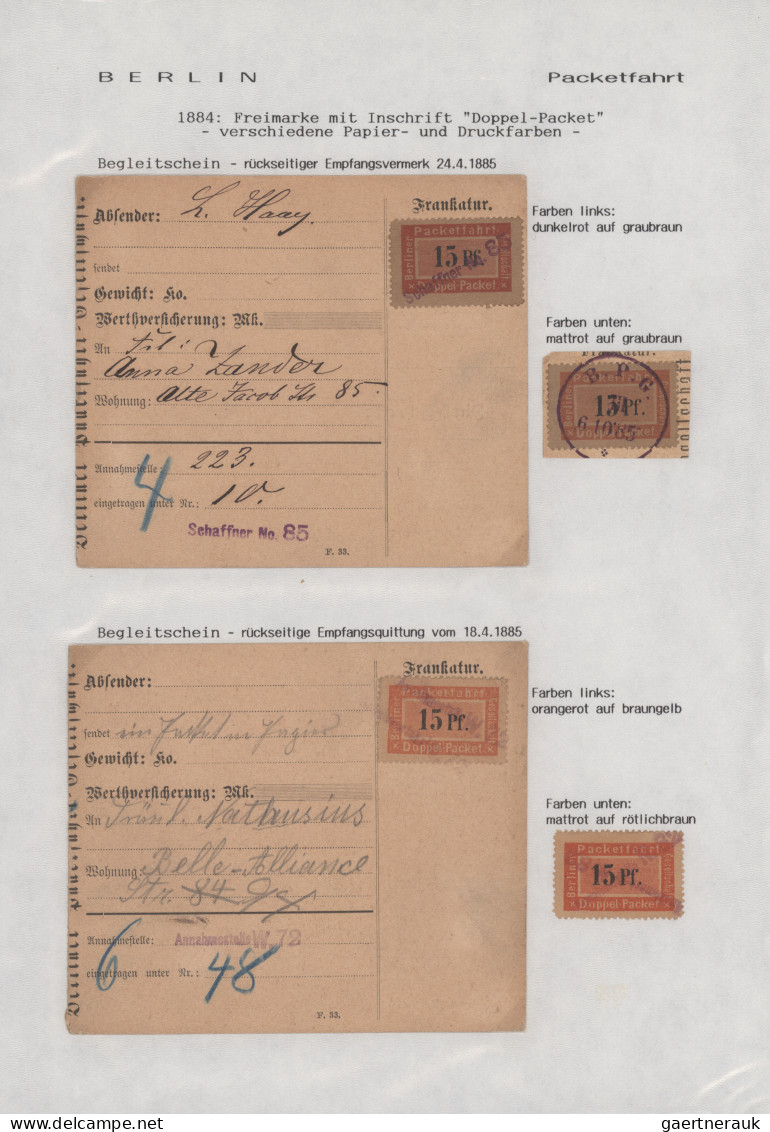 Deutsches Reich - Privatpost (Stadtpost): 1884/1929 "Berliner Paketfahrt": Umfan