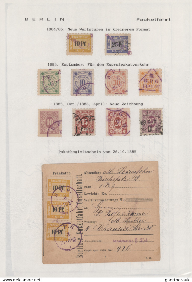 Deutsches Reich - Privatpost (Stadtpost): 1884/1929 "Berliner Paketfahrt": Umfan