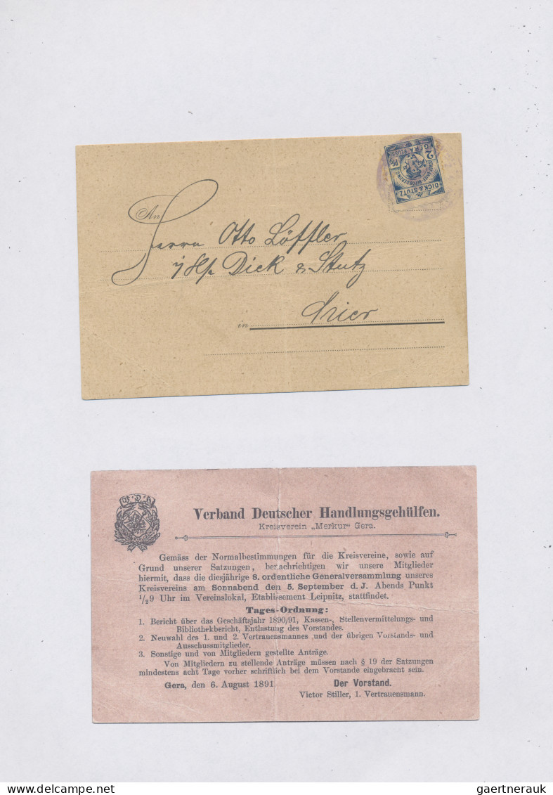 Deutsches Reich - Privatpost (Stadtpost): 1885-1900 "Gera - Privatpost": Umfangr