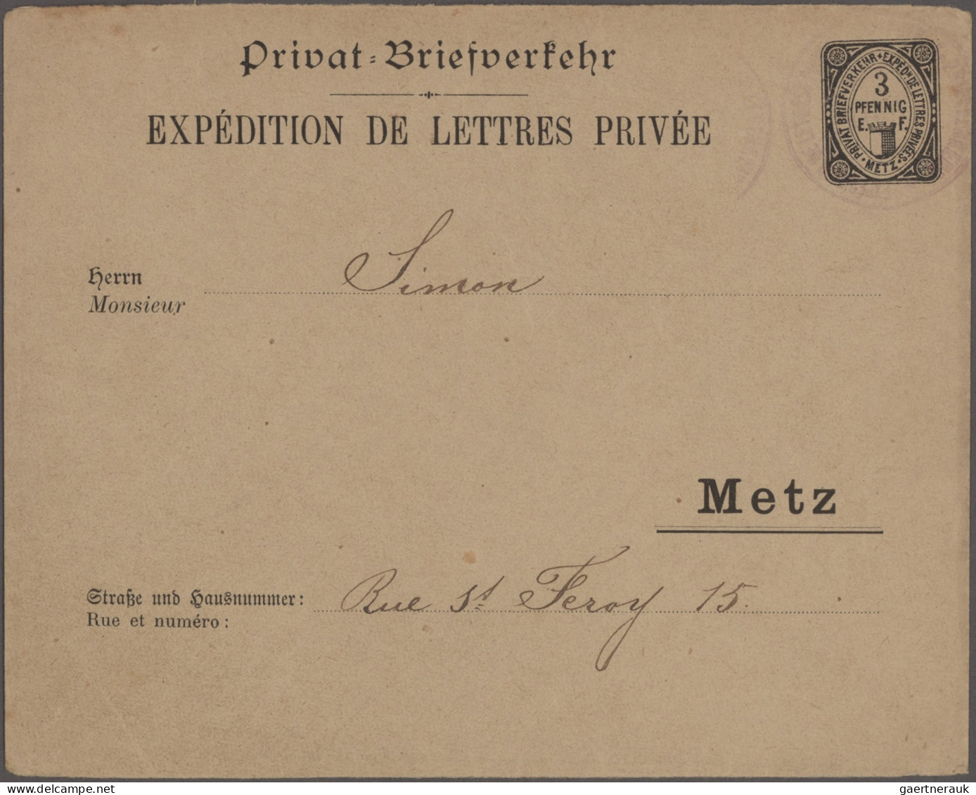 Deutsches Reich - Privatpost (Stadtpost): 1886/1896, METZ/ Privat-Brief-Verkehr - Private & Local Mails