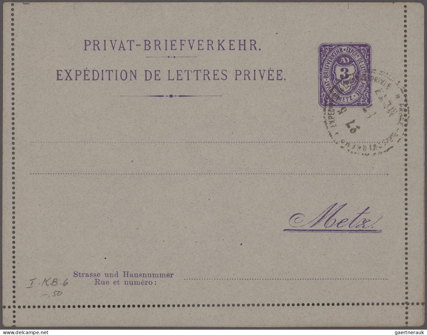 Deutsches Reich - Privatpost (Stadtpost): 1886/1896, METZ/ Privat-Brief-Verkehr