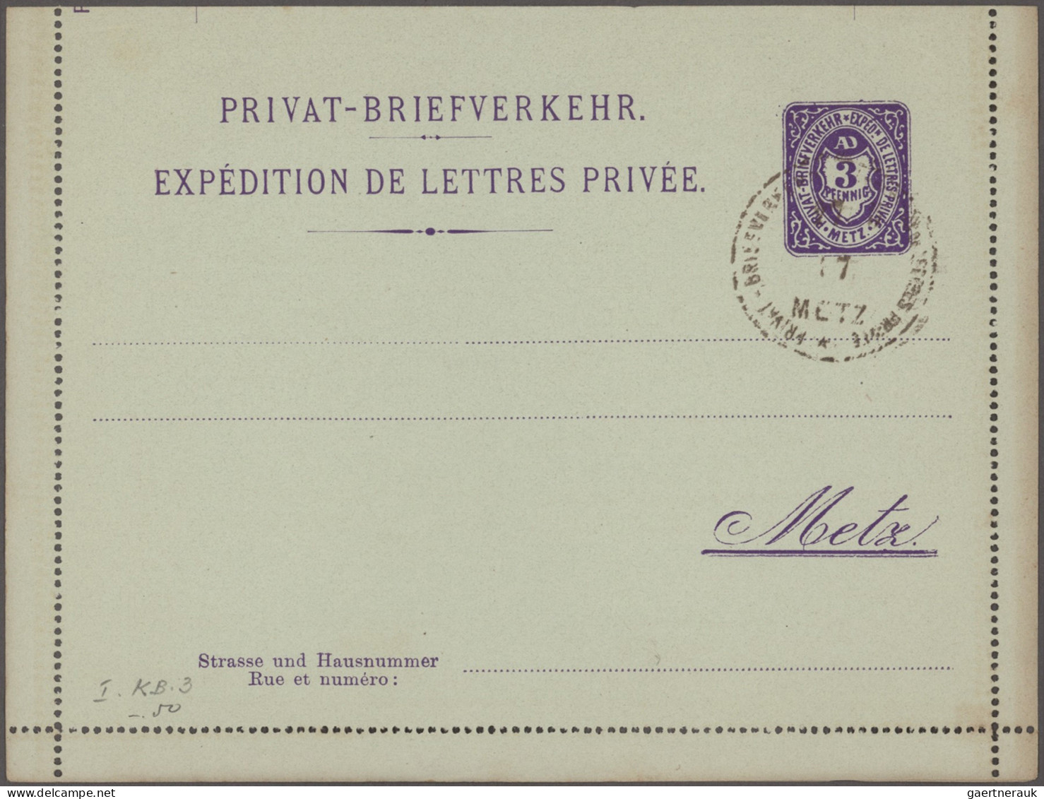 Deutsches Reich - Privatpost (Stadtpost): 1886/1896, METZ/ Privat-Brief-Verkehr