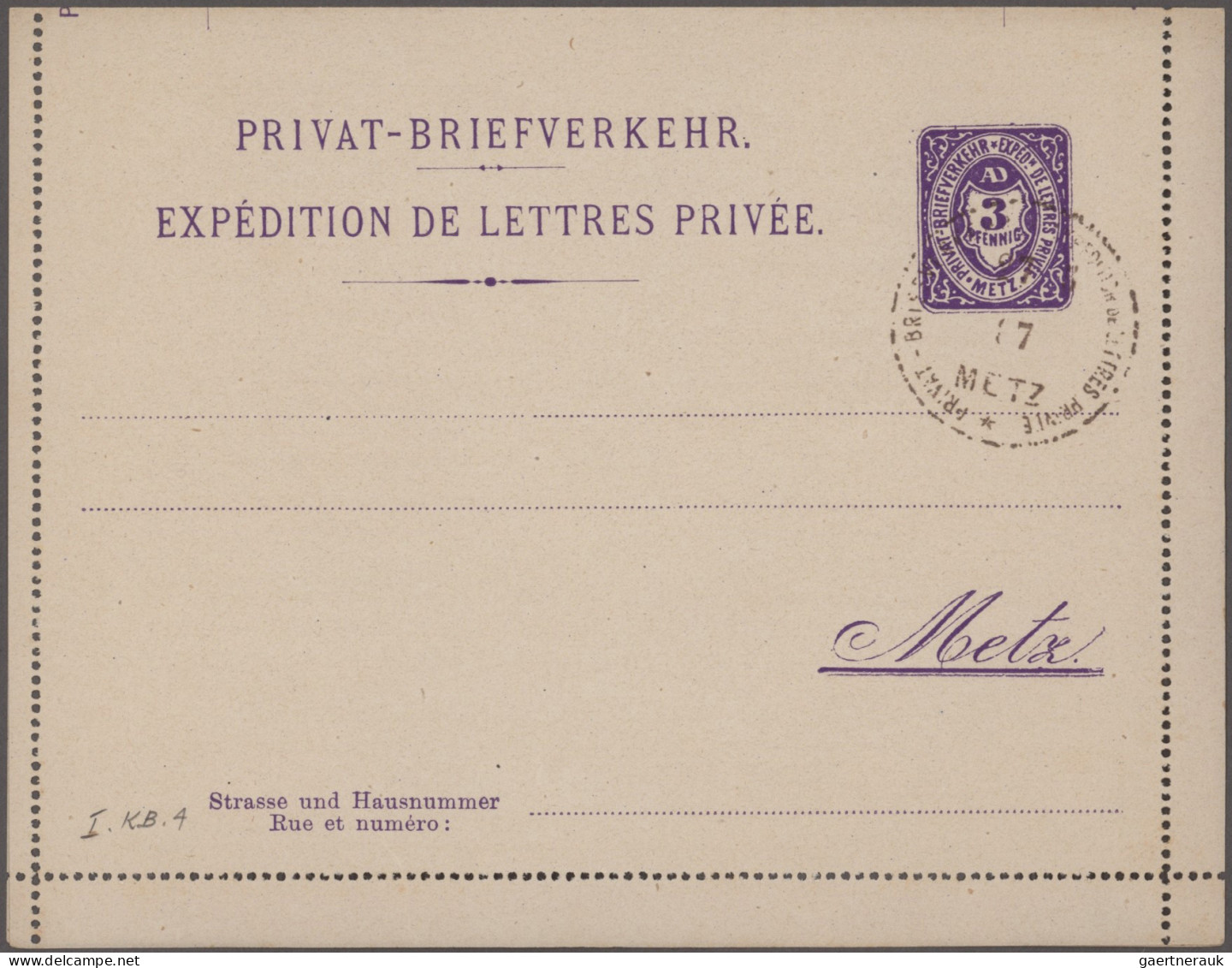 Deutsches Reich - Privatpost (Stadtpost): 1886/1896, METZ/ Privat-Brief-Verkehr