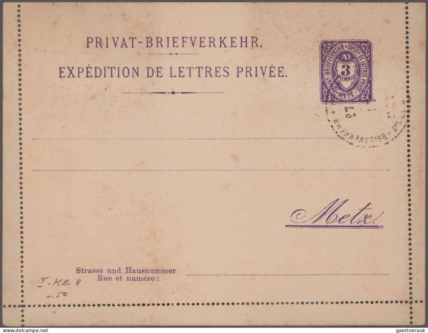 Deutsches Reich - Privatpost (Stadtpost): 1886/1896, METZ/ Privat-Brief-Verkehr