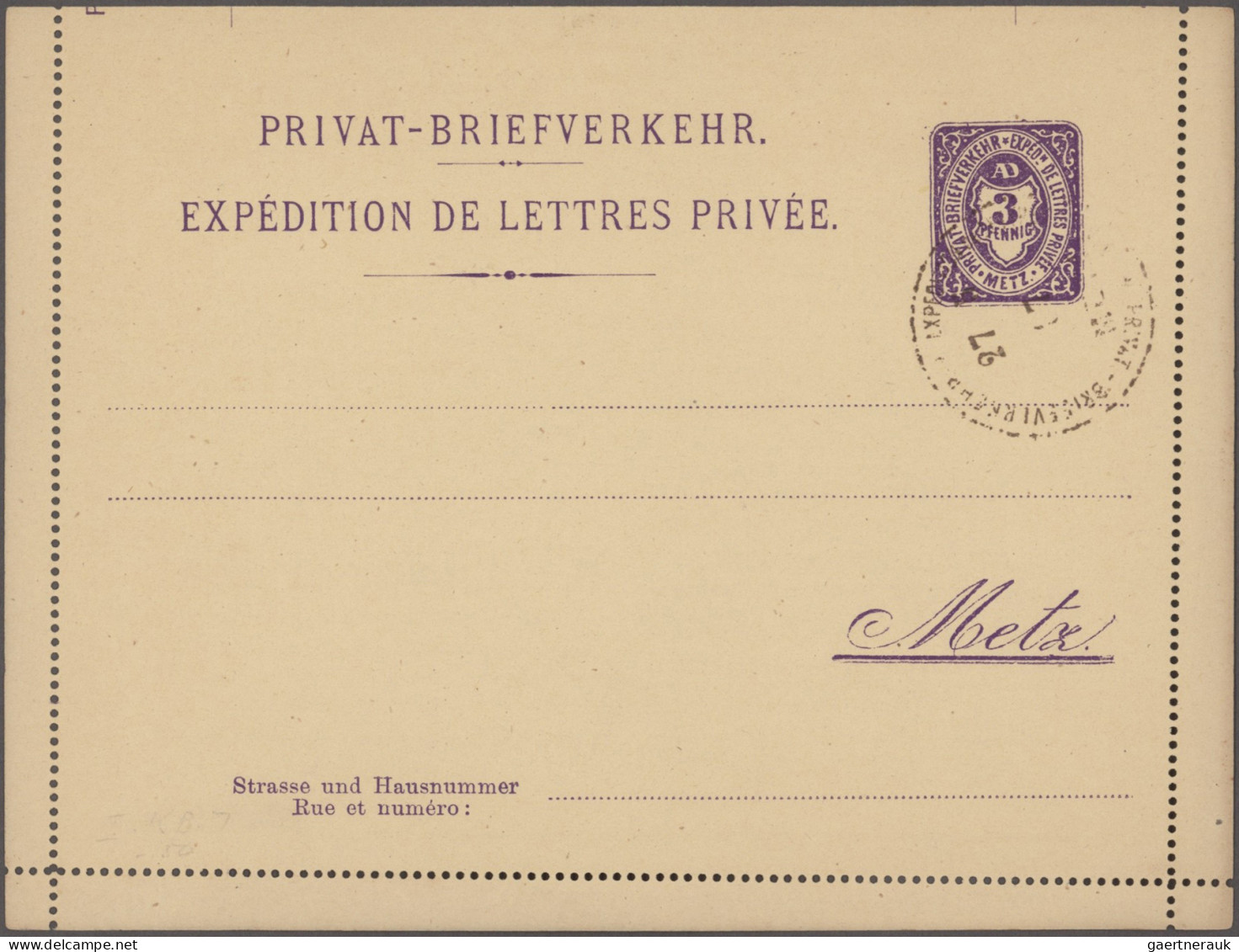 Deutsches Reich - Privatpost (Stadtpost): 1886/1896, METZ/ Privat-Brief-Verkehr