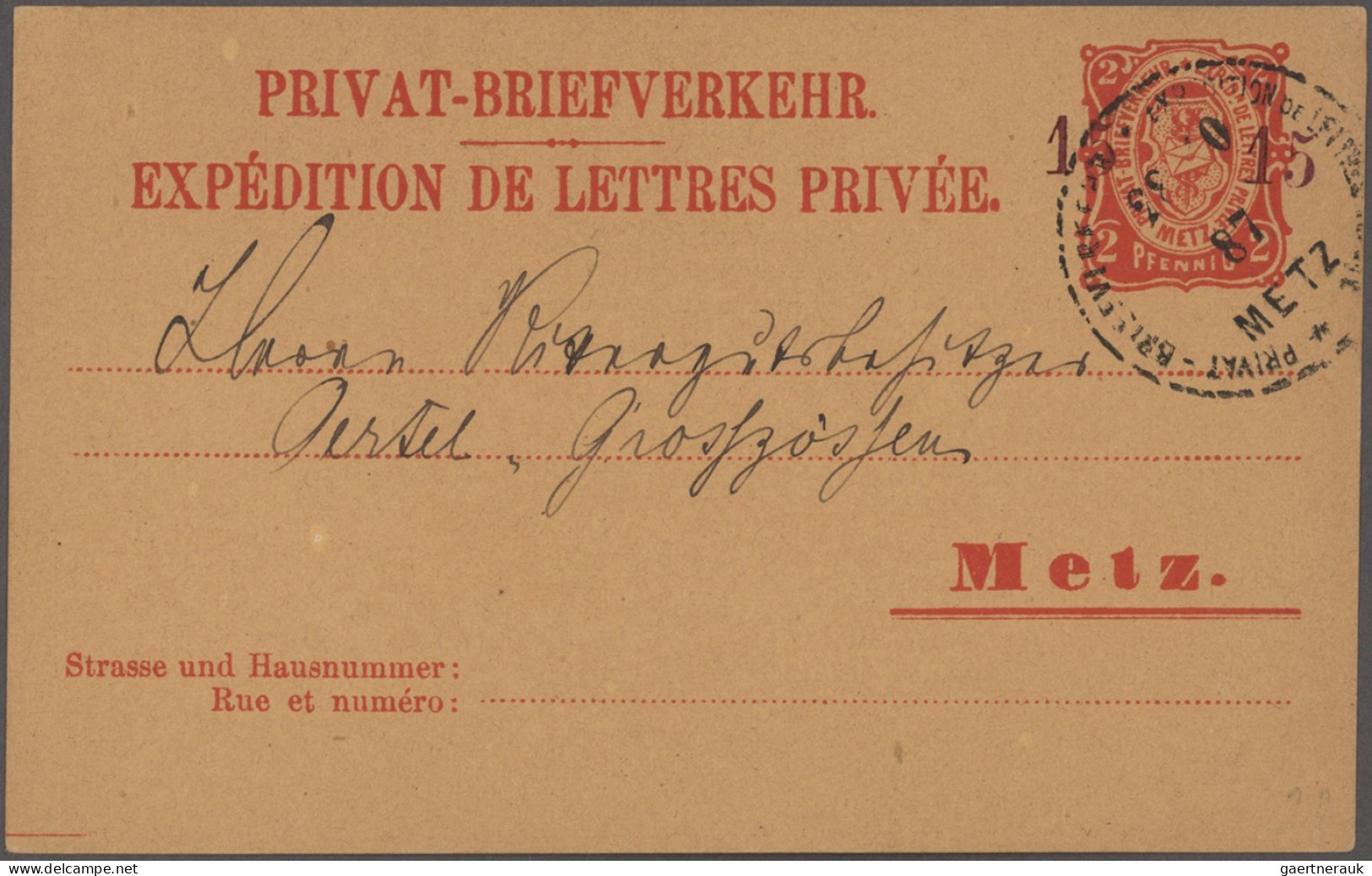 Deutsches Reich - Privatpost (Stadtpost): 1886/1896, METZ/ Privat-Brief-Verkehr