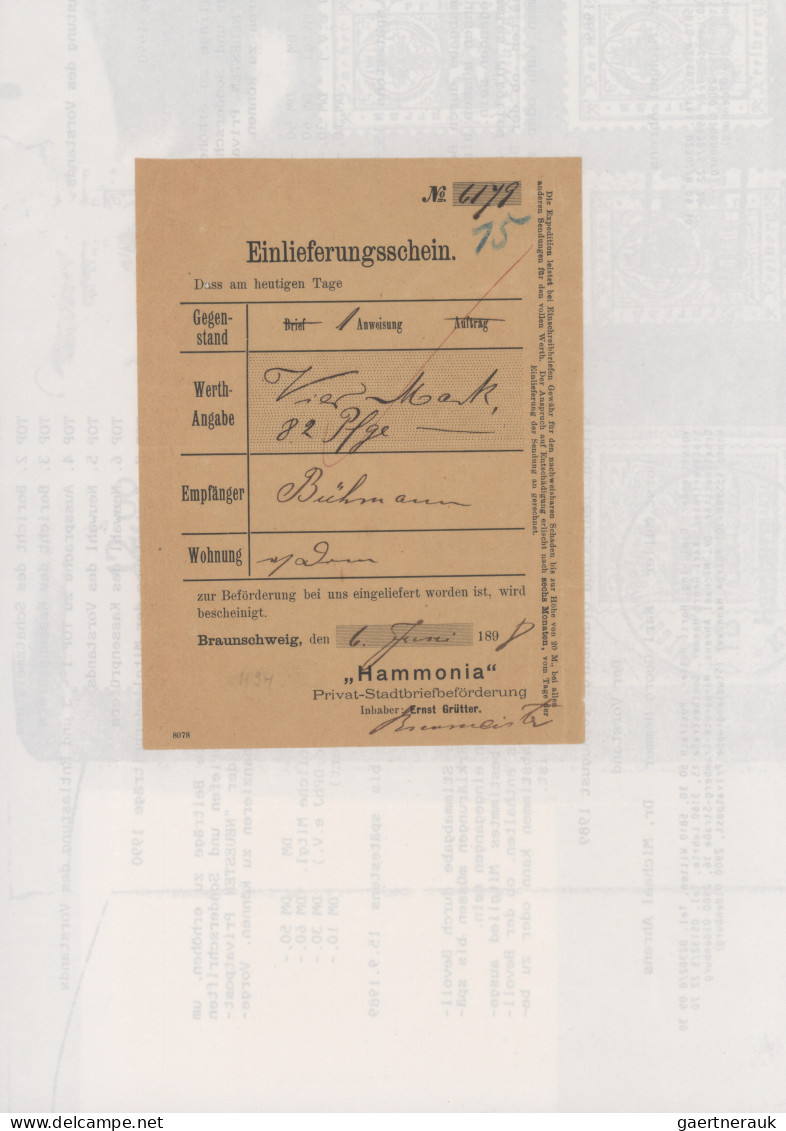 Deutsches Reich - Privatpost (Stadtpost): 1886/1897, BRAUNSCHWEIG, Saubere Umfan - Privatpost