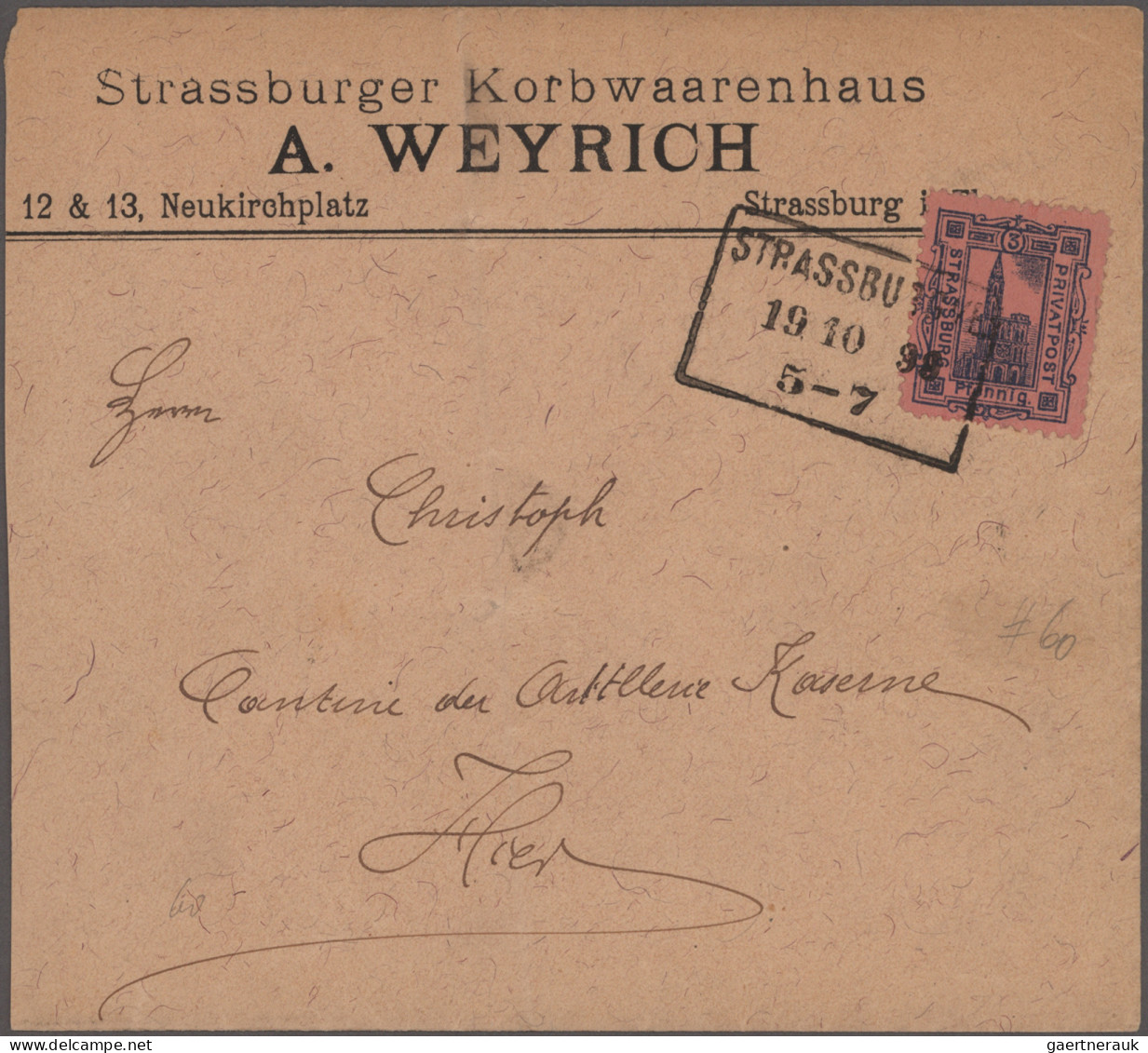 Deutsches Reich - Privatpost (Stadtpost): 1886/1898, STRASSBURG/Privat-Brief-Ver