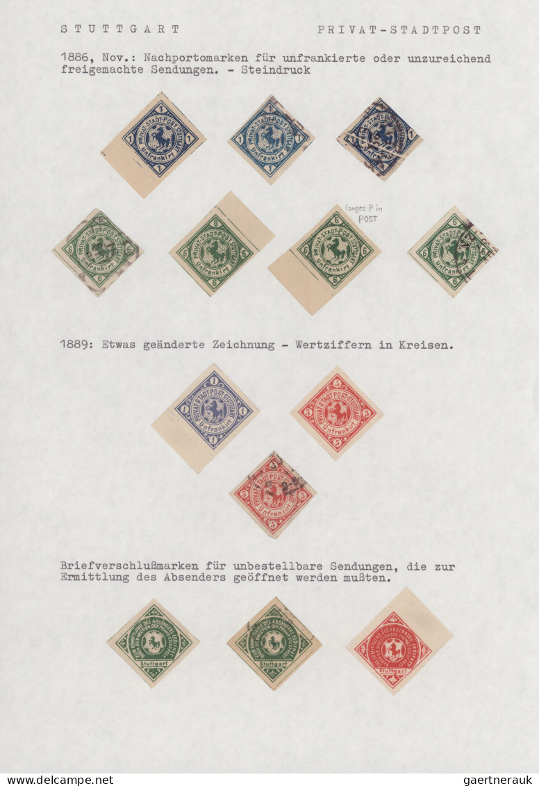 Deutsches Reich - Privatpost (Stadtpost): 1886/1898, STUTTGART, saubere umfangre