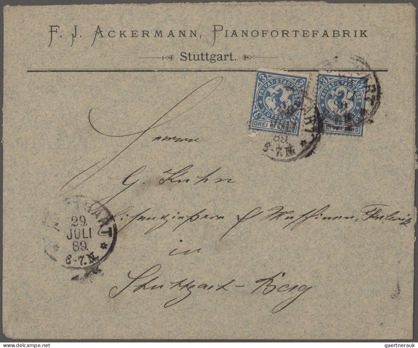 Deutsches Reich - Privatpost (Stadtpost): 1886/1898, STUTTGART, saubere umfangre