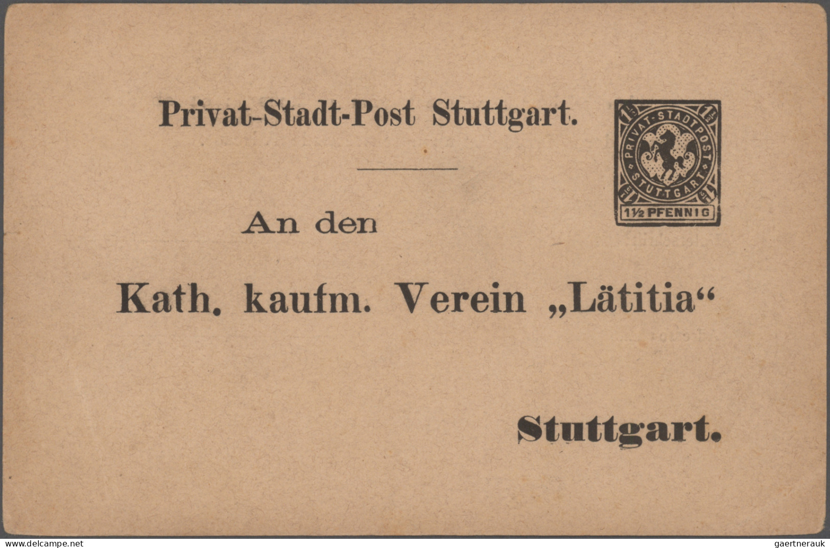Deutsches Reich - Privatpost (Stadtpost): 1886/1898, STUTTGART, Saubere Umfangre - Privatpost