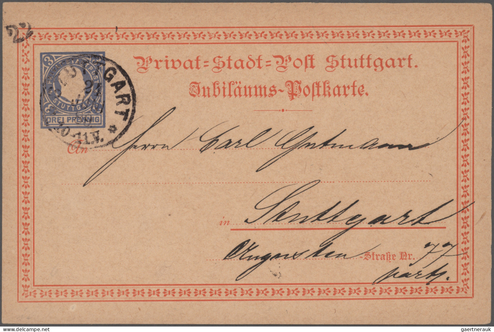 Deutsches Reich - Privatpost (Stadtpost): 1886/1898, STUTTGART, Saubere Umfangre - Privatpost