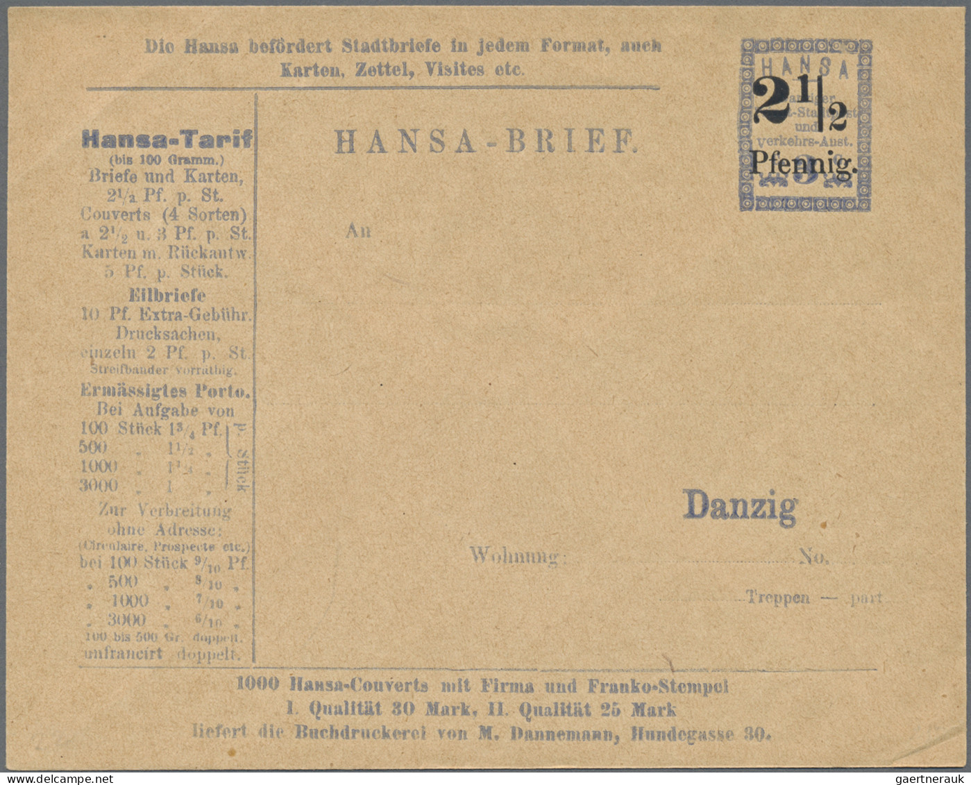 Deutsches Reich - Privatpost (Stadtpost): 1886/1900 "Danzig - Privatpost": Umfan