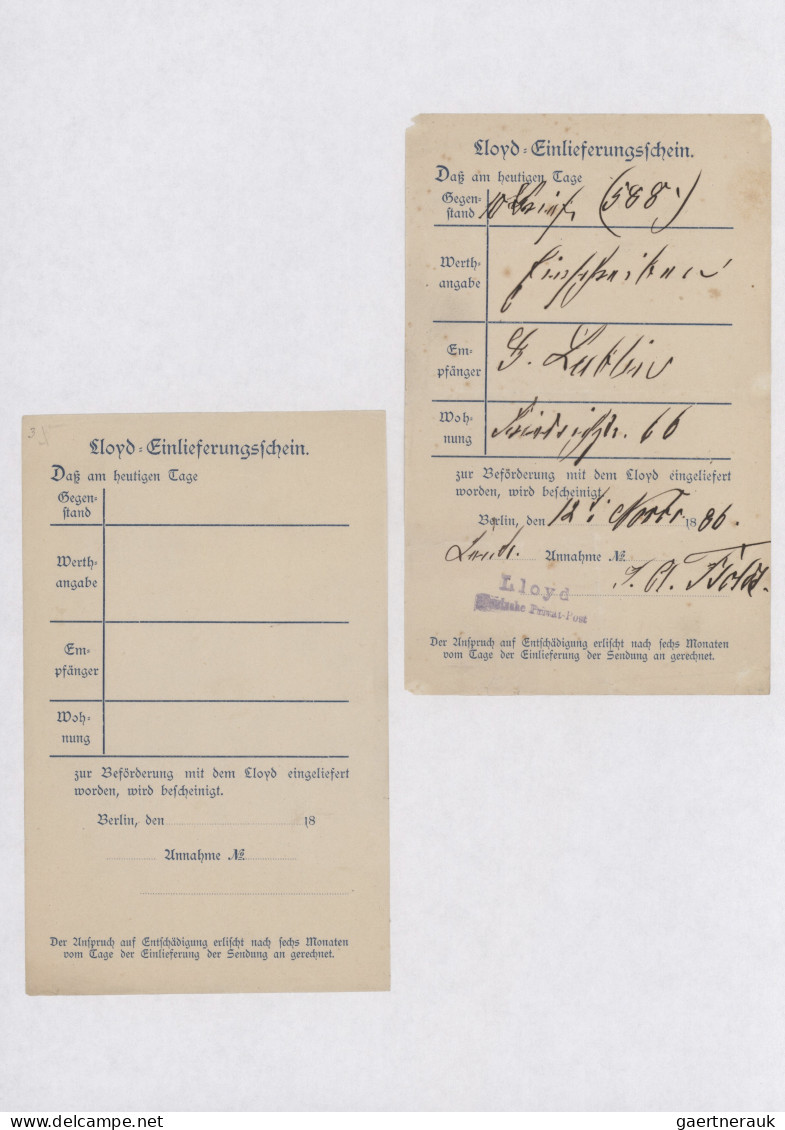 Deutsches Reich - Privatpost (Stadtpost): 1886/1900, BERLIN/Boteninstitut, Brief