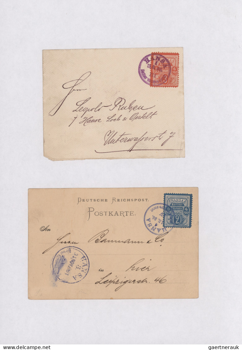 Deutsches Reich - Privatpost (Stadtpost): 1886/1900, BERLIN/Boteninstitut, Brief
