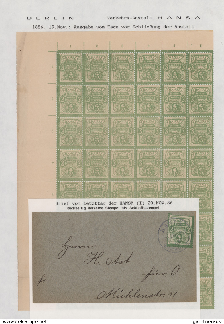 Deutsches Reich - Privatpost (Stadtpost): 1886/1900, BERLIN/Boteninstitut, Brief