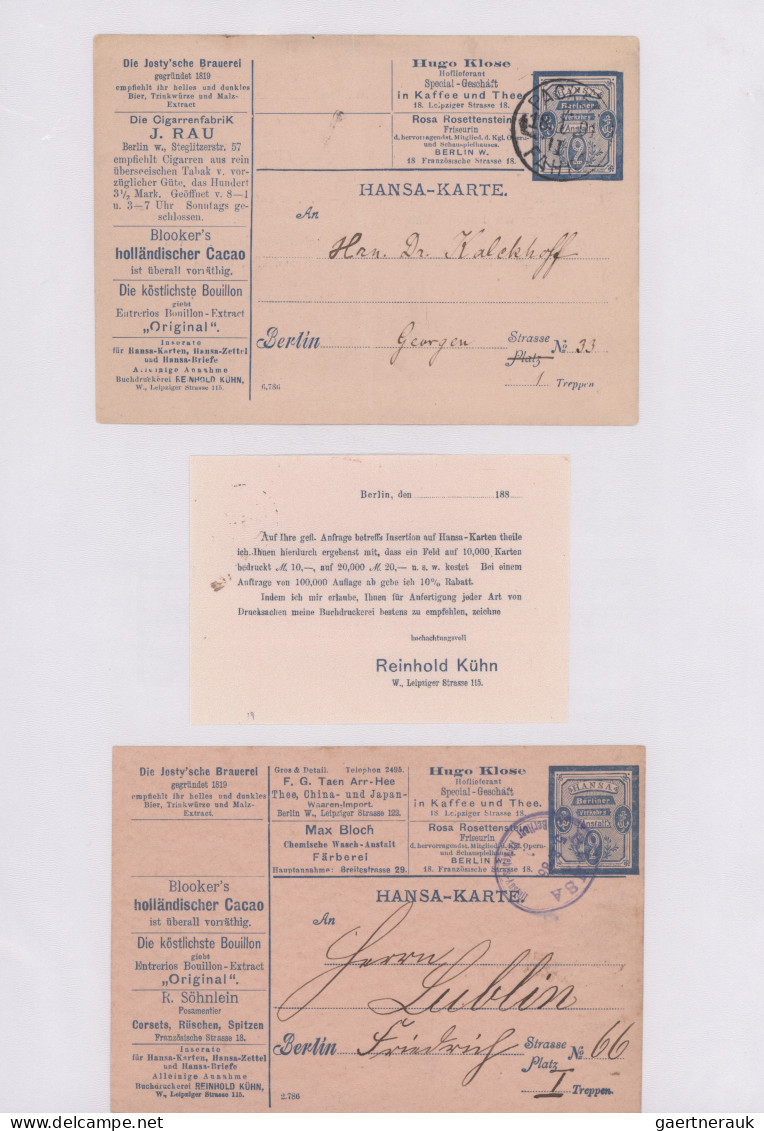 Deutsches Reich - Privatpost (Stadtpost): 1886/1900, BERLIN/Boteninstitut, Brief