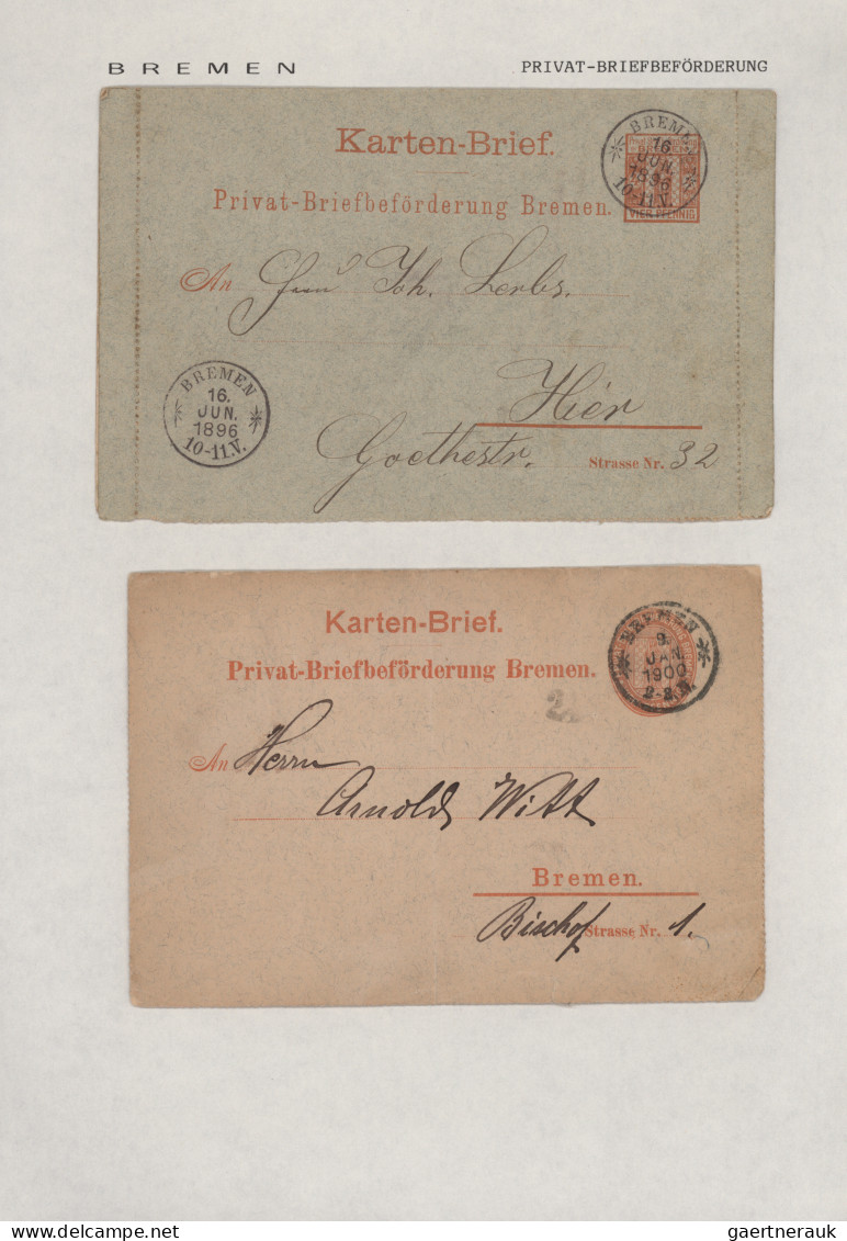 Deutsches Reich - Privatpost (Stadtpost): 1886/1900, BREMEN/Hammonia/Briefbeförd - Posta Privata & Locale