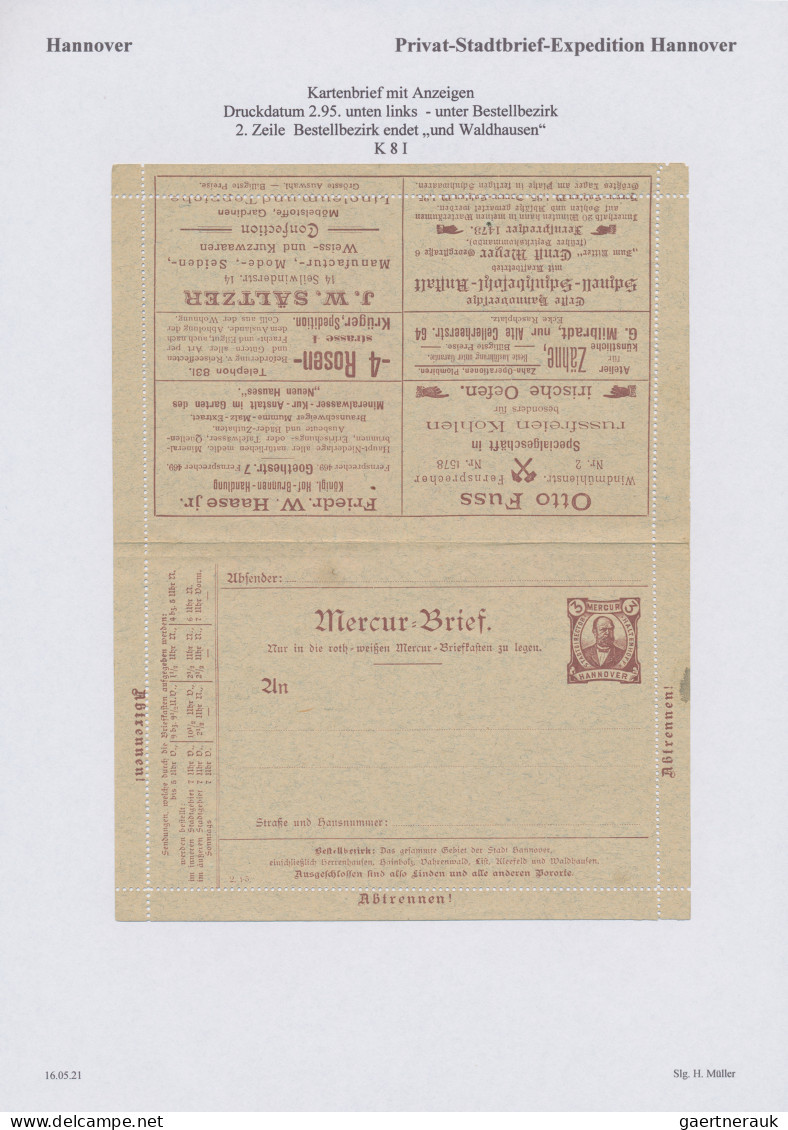 Deutsches Reich - Privatpost (Stadtpost): 1886/1906 "Hannover-Privatpost": Umfan