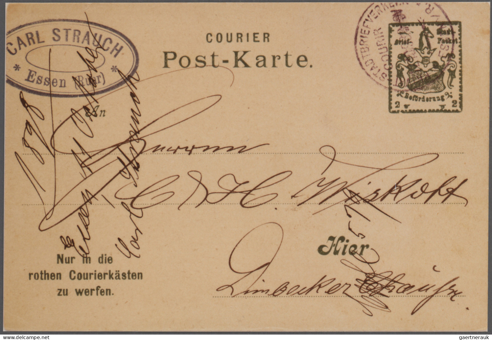 Deutsches Reich - Privatpost (Stadtpost): 1887/1898 "Essen - Privatpost & Courie - Postes Privées & Locales