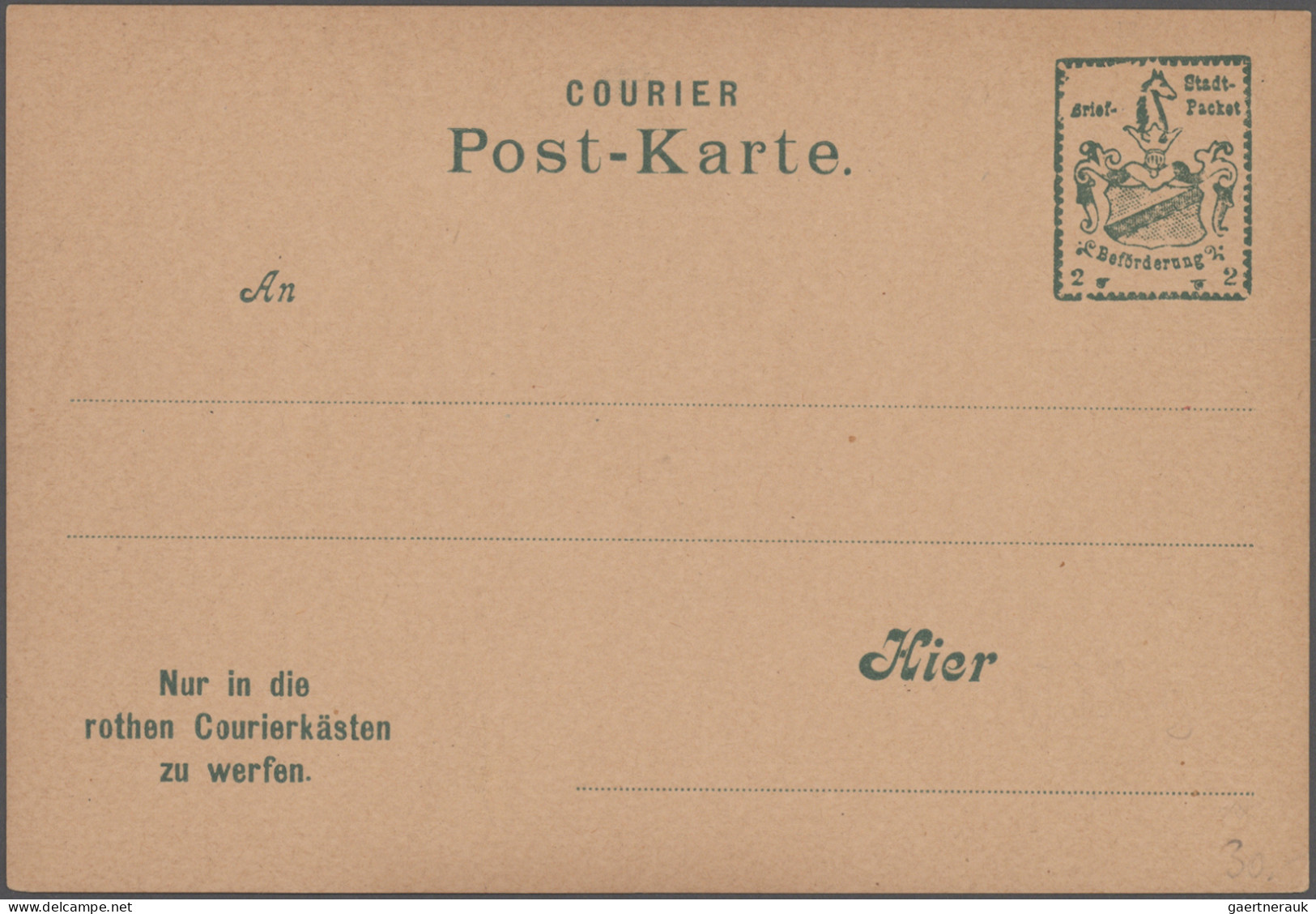 Deutsches Reich - Privatpost (Stadtpost): 1887/1898 "Essen - Privatpost & Courie