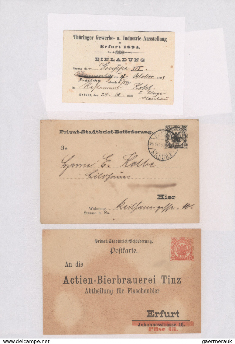 Deutsches Reich - Privatpost (Stadtpost): 1888/1896 "Erfurt - Privatpost & Couri - Postes Privées & Locales