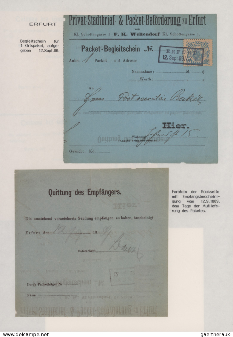 Deutsches Reich - Privatpost (Stadtpost): 1888/1896 "Erfurt - Privatpost & Couri