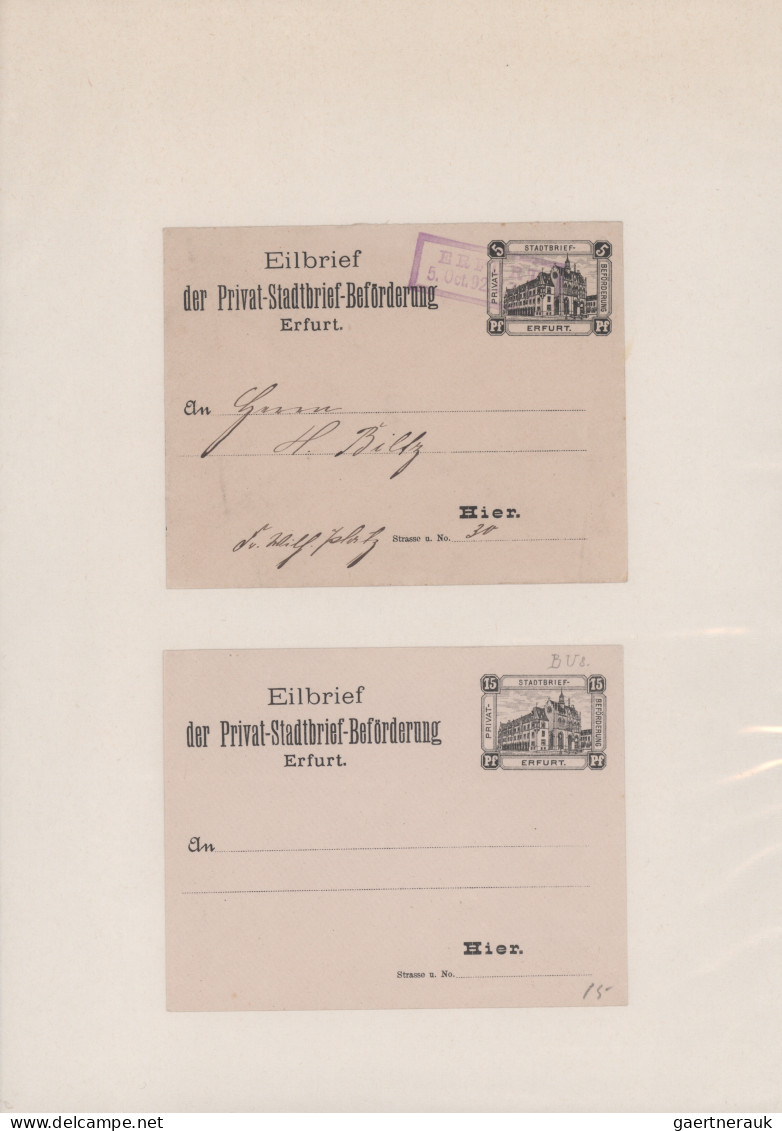 Deutsches Reich - Privatpost (Stadtpost): 1888/1896 "Erfurt - Privatpost & Couri