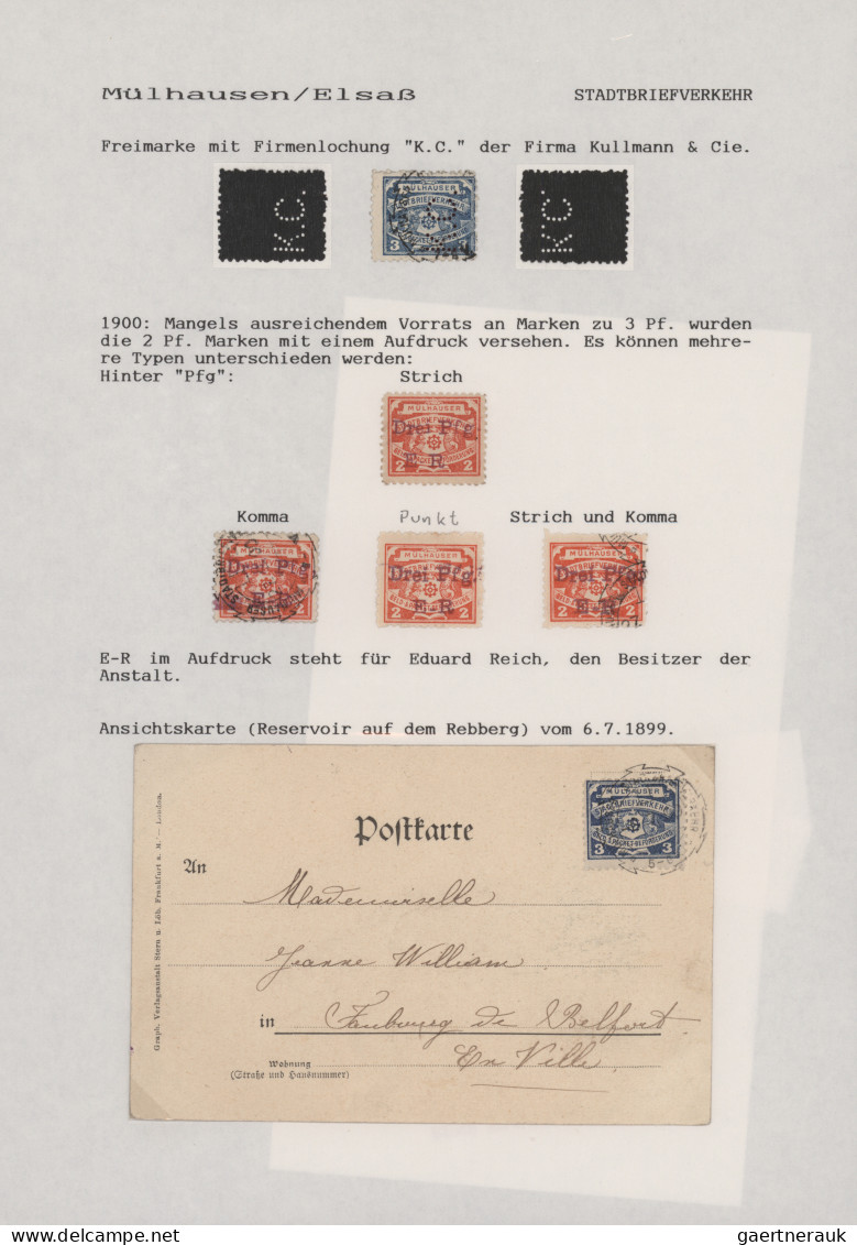 Deutsches Reich - Privatpost (Stadtpost): 1895/1900, MÜHLHAUSEN/Elsass, saubere