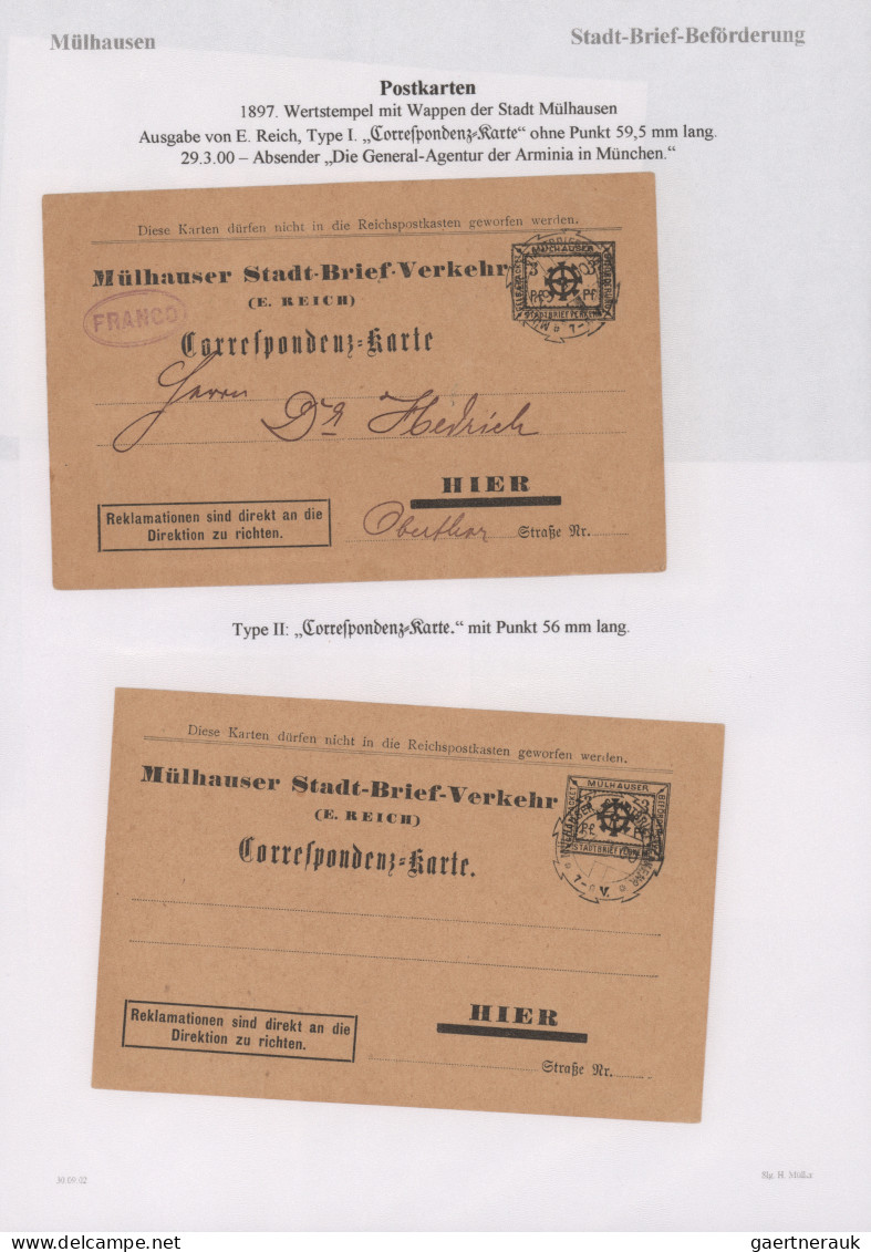 Deutsches Reich - Privatpost (Stadtpost): 1895/1900, MÜHLHAUSEN/Elsass, saubere