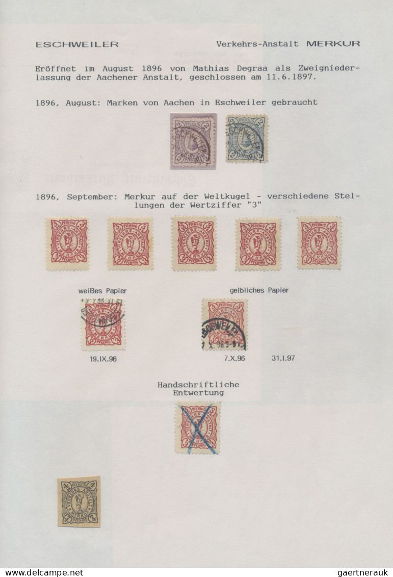 Deutsches Reich - Privatpost (Stadtpost): 1896/1897 "Eschweiler - Privatpost Mer - Postes Privées & Locales
