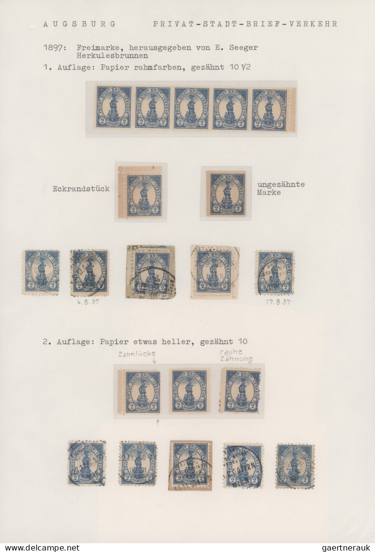 Deutsches Reich - Privatpost (Stadtpost): 1896/1897, AUGSBURG, Saubere Sammlung - Private & Lokale Post