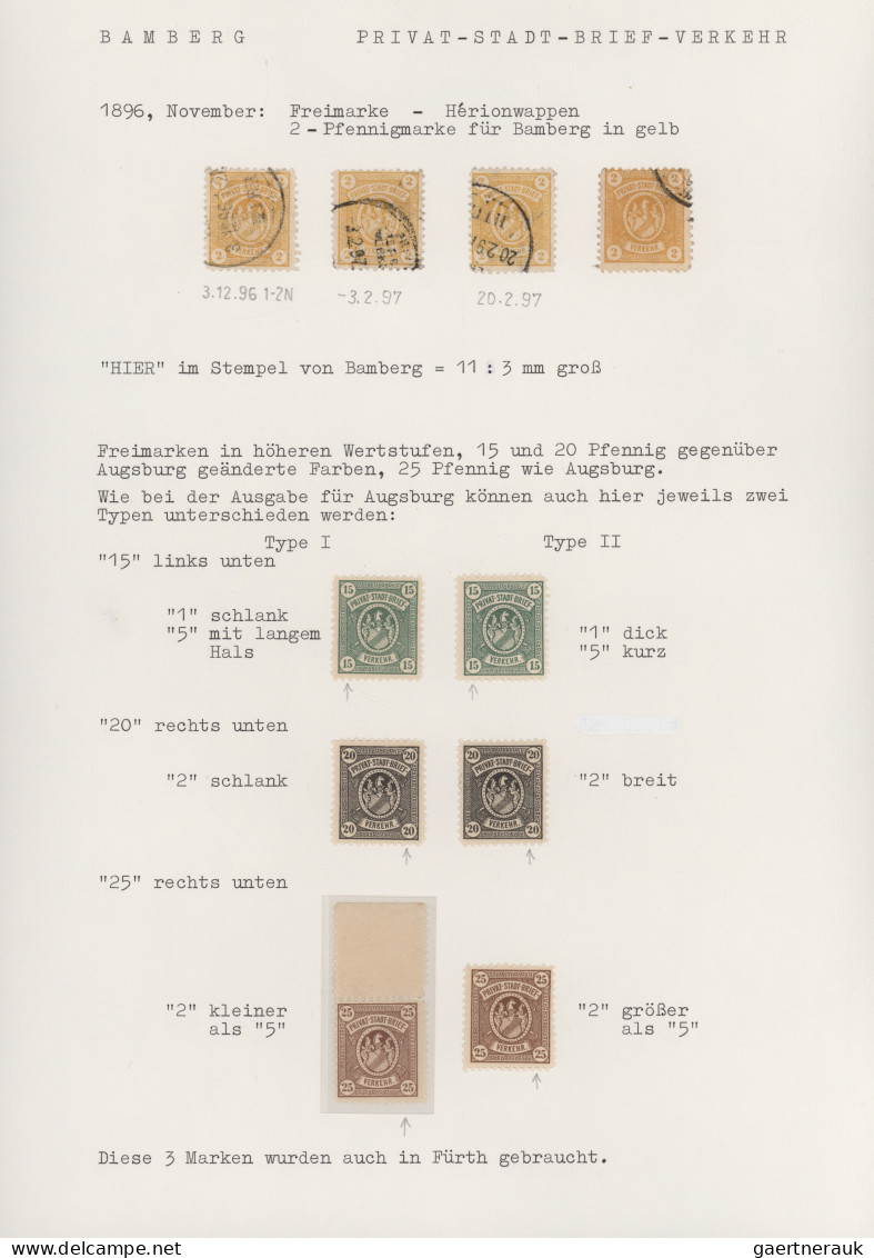 Deutsches Reich - Privatpost (Stadtpost): 1896/1897, BAMBERG, Saubere Sammlung D - Privatpost