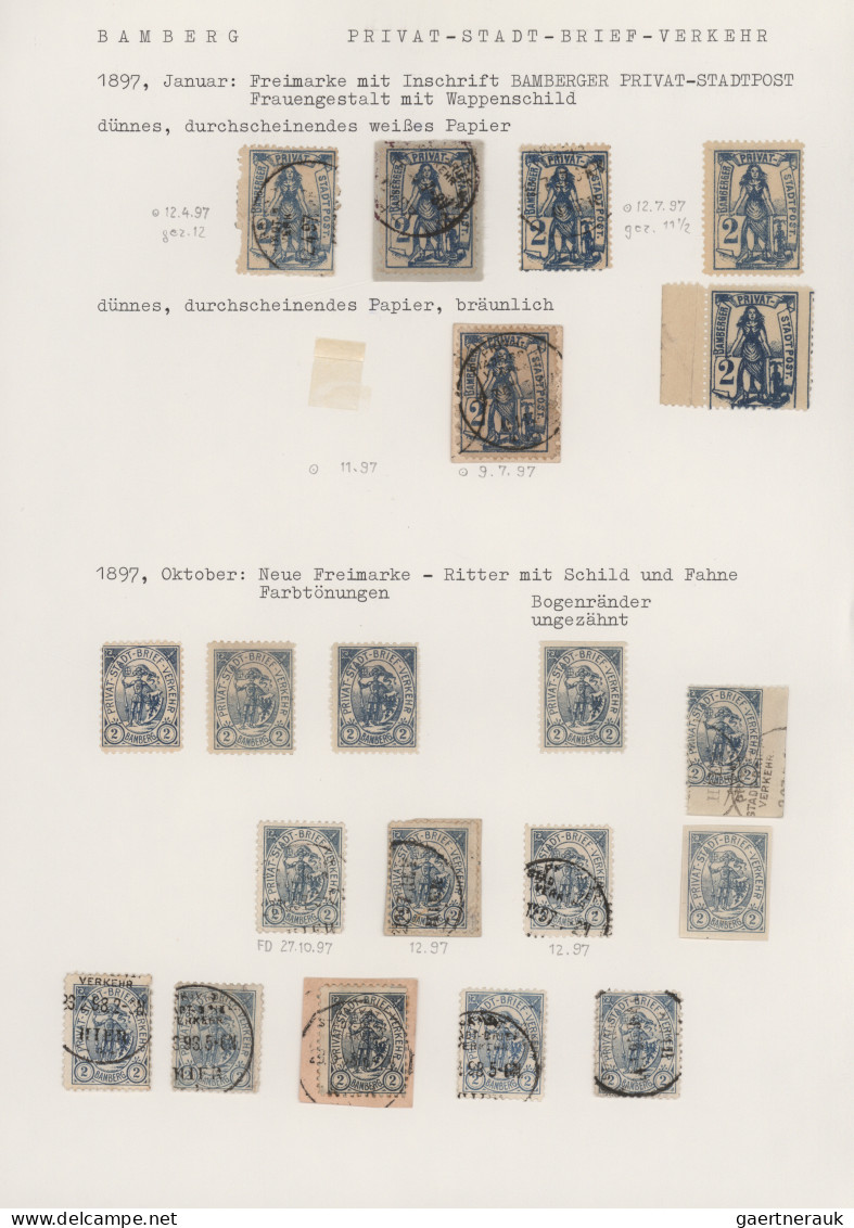 Deutsches Reich - Privatpost (Stadtpost): 1896/1897, BAMBERG, Saubere Sammlung D - Postes Privées & Locales