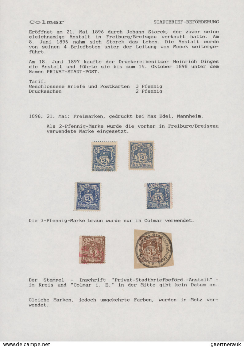 Deutsches Reich - Privatpost (Stadtpost): 1896/1897, COLMAR, Saubere Sammlung Mi - Private & Lokale Post