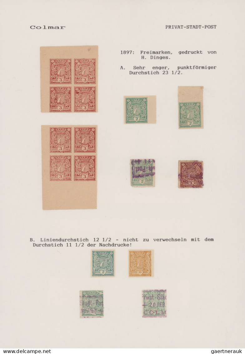 Deutsches Reich - Privatpost (Stadtpost): 1896/1897, COLMAR, Saubere Sammlung Mi - Postes Privées & Locales