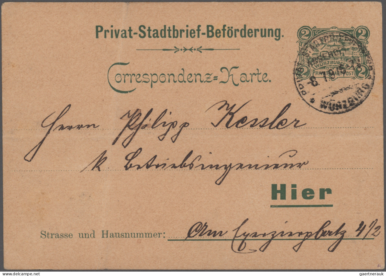 Deutsches Reich - Privatpost (Stadtpost): 1896/1897, WÜRZBURG, Saubere Kleine Sa - Correos Privados & Locales