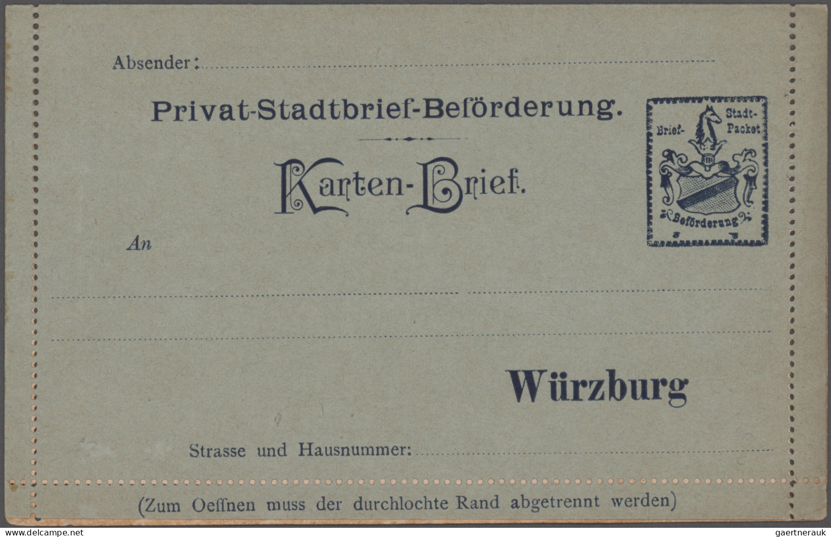 Deutsches Reich - Privatpost (Stadtpost): 1896/1897, WÜRZBURG, saubere kleine Sa