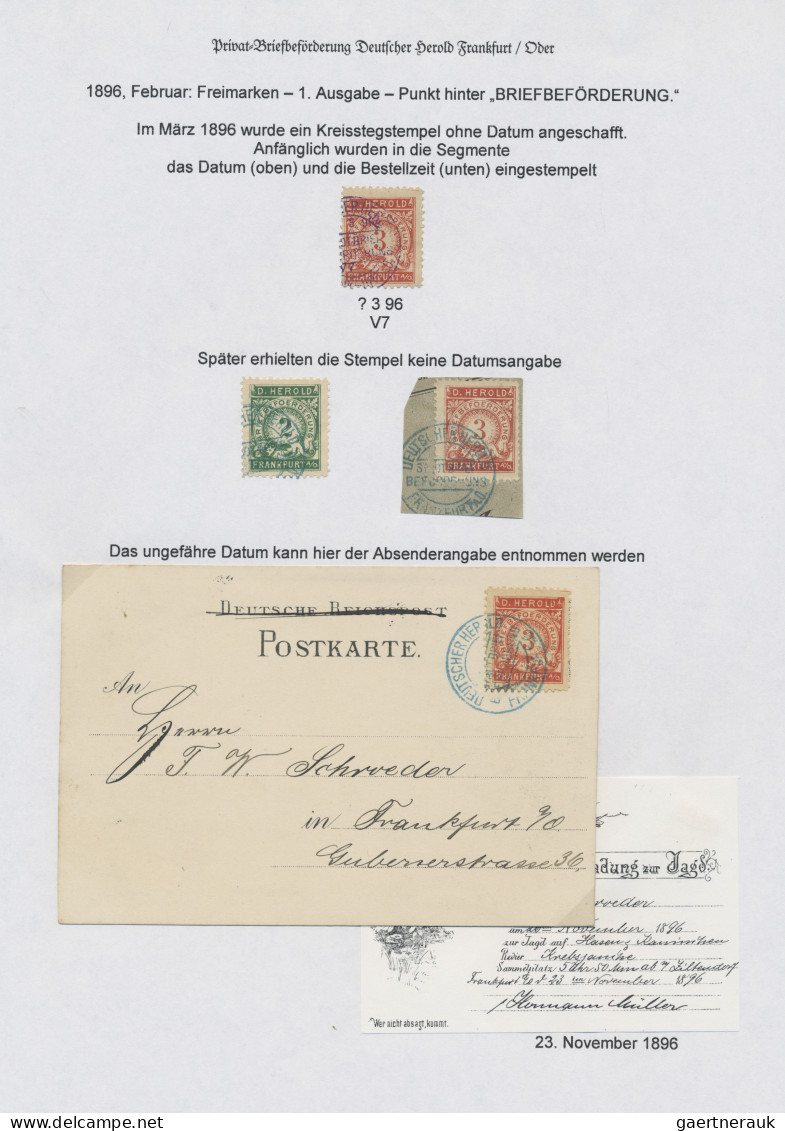 Deutsches Reich - Privatpost (Stadtpost): 1896/1899 "Frankfurt/Oder - Privatpost - Posta Privata & Locale