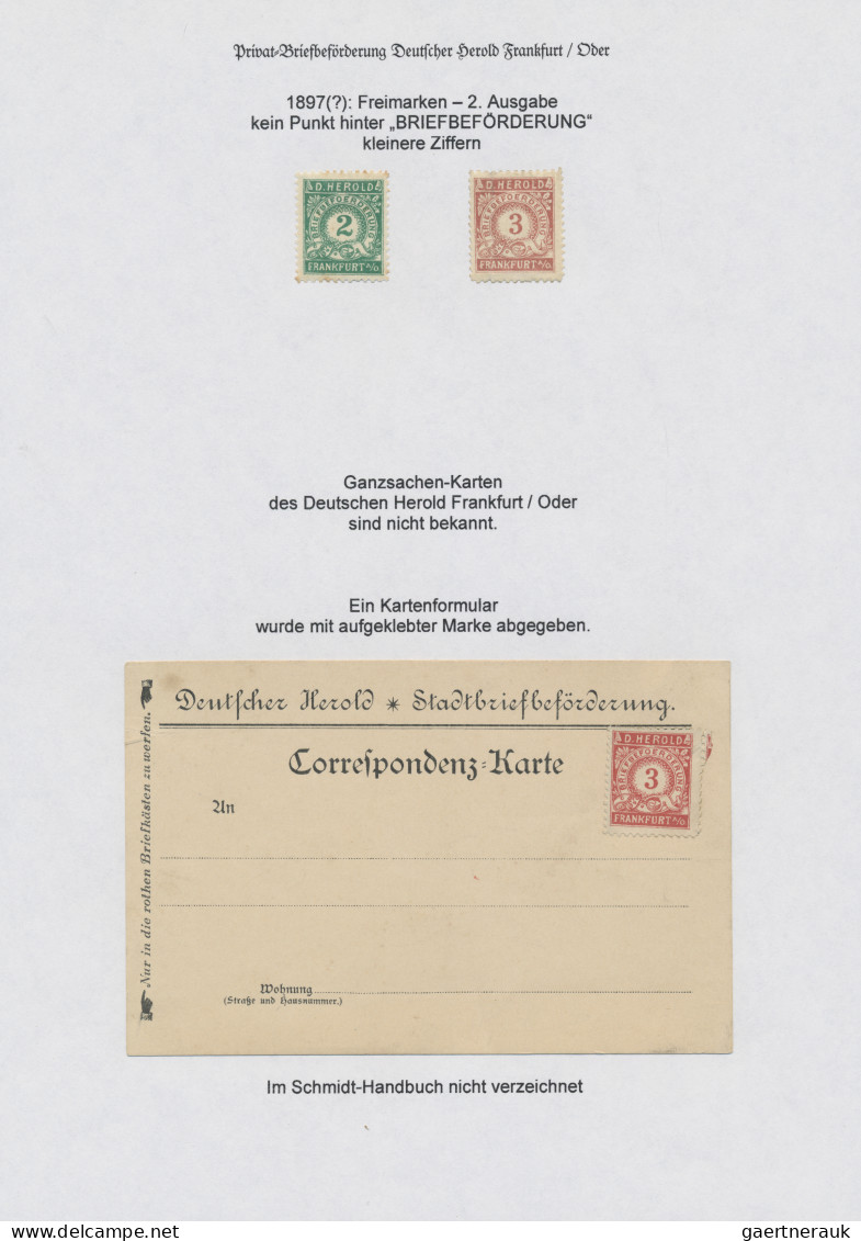 Deutsches Reich - Privatpost (Stadtpost): 1896/1899 "Frankfurt/Oder - Privatpost - Posta Privata & Locale