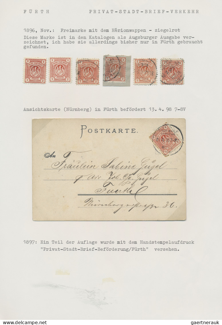 Deutsches Reich - Privatpost (Stadtpost): 1896/1900 "Fürth - Privatpost": Sammlu - Private & Lokale Post