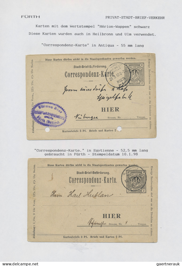 Deutsches Reich - Privatpost (Stadtpost): 1896/1900 "Fürth - Privatpost": Sammlu - Private & Local Mails