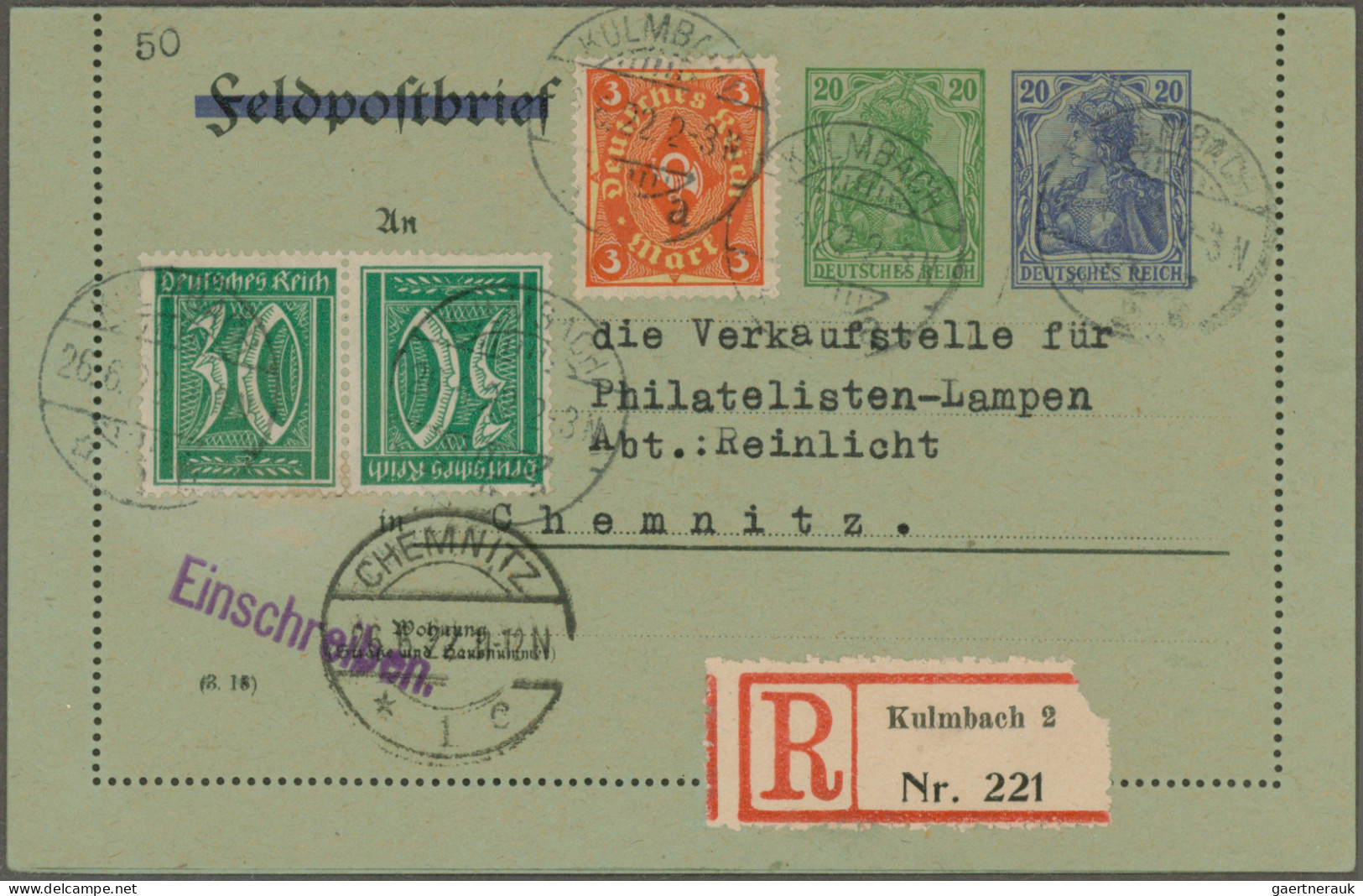 Deutsches Reich - Ganzsachen: 1900/1921, Saubere Sammlung Von 68 Gebrauchten Und - Other & Unclassified